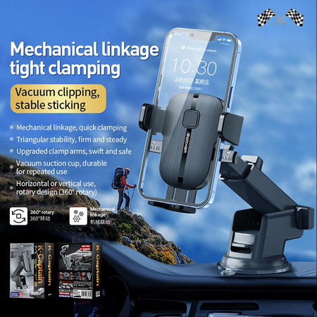 WEKOME WA-S55 K Captain Series - Support mécanique pour téléphone de voiture 4.7"- 7.2" (Noir)
