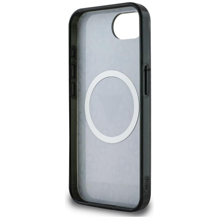 Guess IML Metal Glitter 4G Circle Triangle MagSafe - pouzdro pro iPhone 16e (černé)