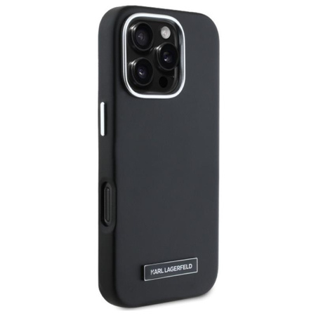 Karl Lagerfeld FW Metal Plate MagSafe - Hülle für iPhone 16 Pro Max (schwarz)
