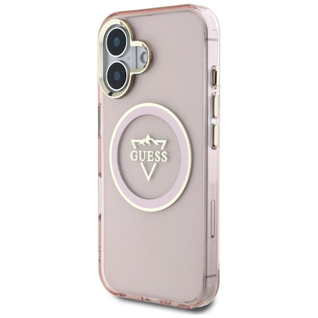 Guess IML Metal Mountain Logo MagSafe - Hülle für iPhone 16 (rosa)