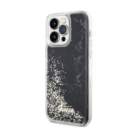 Guess Liquid Glitter Marble - Case for iPhone 14 Pro Max (Black)