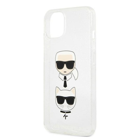 Karl Lagerfeld Glitter Karl & Choupette Head - iPhone 13 Case (silver)