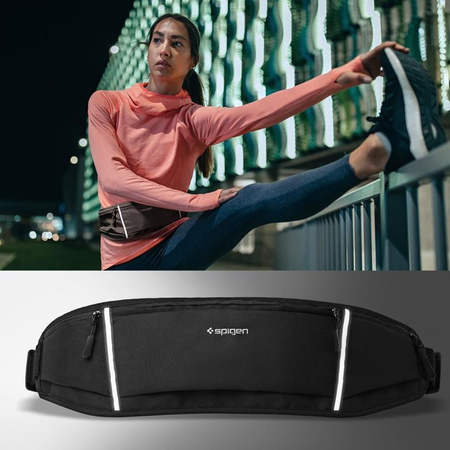 Spigen A710 Dynamic Shield Waist Bag - Sportovní ledvinka / pás na smartphone do 6.9" (Černá)
