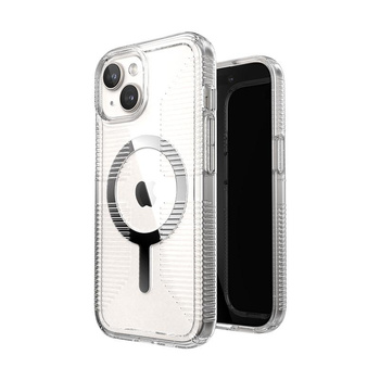 Speck Gemshell Grip + MagSafe - Tasche für iPhone 16e / iPhone 15 / iPhone 14 / iPhone 13 (Klar / Chrom)