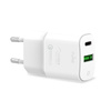 PURO White Mini Fast Travel Charger - Szybka ładowarka sieciowa USB-A + USB-C Power Delivery 20W (biały)