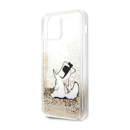 Karl Lagerfeld Liquid Glitter Choupette Fun - pouzdro pro iPhone 12 / iPhone 12 Pro (zlaté)