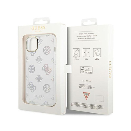 Guess Peony Glitter Case - pouzdro pro iPhone 14 (průhledné)