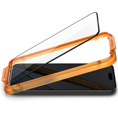 Spigen Alm Glass FC 2-Pack - Tempered glass for iPhone 15 2 pcs (Black frame)