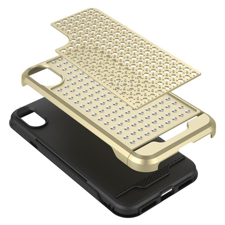 Zizo Star Diamond Hybrid Cover - iPhone X Case (Gold/Black)