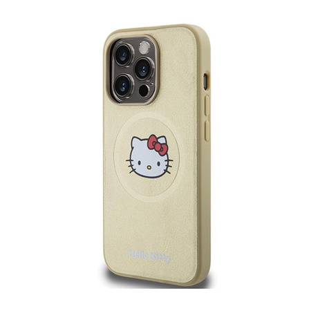 Kožené pouzdro Hello Kitty Kitty Head MagSafe - iPhone 13 Pro Max (zlaté)