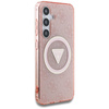 Guess 4G Glitter Triangle Buttons MagSafe - étui pour Samsung Galaxy S25 (rose)