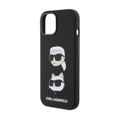 Karl Lagerfeld Silicone Karl & Choupette Heads - Coque iPhone 15 (noir)