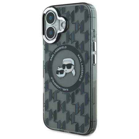 Karl Lagerfeld IML Monogram Karl & Choupette Head MagSafe - Coque iPhone 16 (noir)