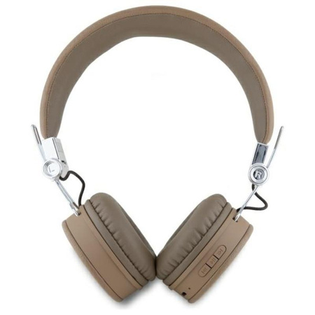 Guess Grained Classic Round Shape - Wireless Over-Ear Bluetooth ENC Headphones (Brown)