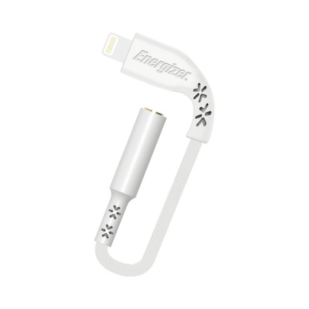 Energizer HardCase - Adaptateur audio Lightning vers jack 3,5 mm certifié MFi 11 cm ROW (blanc) garantie à vie