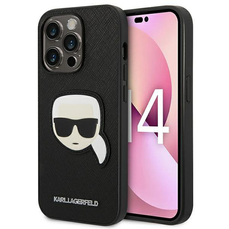 Pouzdro Karl Lagerfeld Saffiano Karl Head Patch - pouzdro pro iPhone 14 Pro Max (černé)