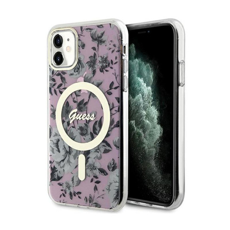 Guess Flower MagSafe - Coque pour iPhone 11 (Rose)