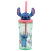 Disney Stitch - Becher mit Strohhalm und 3D-Figur aus der Kollektion Flowers 360ml