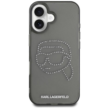 Karl Lagerfeld IML Rhinestones Karl Head - pouzdro pro iPhone 16 (černé)