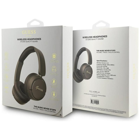 Guess Metal Logo Script - Bluetooth vezeték nélküli fülhallgató V5.3 (barna)