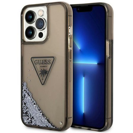 Guess Liquid Glitter Triangle Logo Case - Coque iPhone 14 Pro Case (noir)