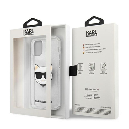 Karl Lagerfeld Choupette Head Glitter - Etui iPhone 12 Pro Max (srebrny)
