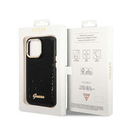 Guess Croco Collection – Etui iPhone 14 Pro Max (czarny)
