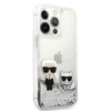 Karl Lagerfeld Liquid Glitter Karl & Choupette - Etui iPhone 13 Pro Max (srebrny)