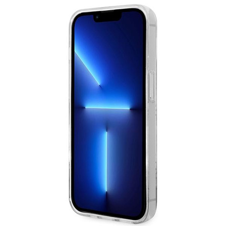 Guess 4G Stripe Script Logo Galvanizovaný vzor - pouzdro pro iPhone 14 Pro (růžové)