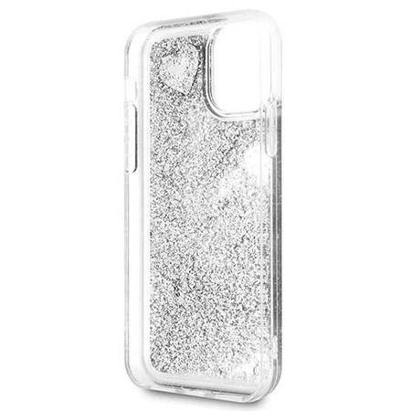 Guess Liquid Glitter Hearts - Coque iPhone 11 (argent)