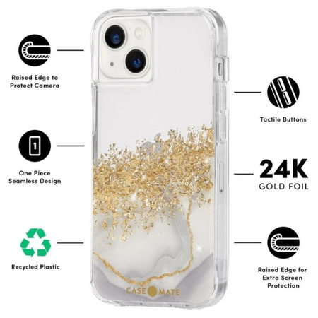 Case-Mate Karat - iPhone 13 tok arannyal díszített (Márvány)