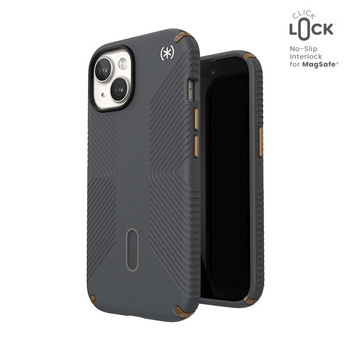 Speck Presidio2 Grip ClickLock & MagSafe - Coque iPhone 16e / iPhone 15 / iPhone 14 / iPhone 13 (Gris anthracite / Cool Bronze)