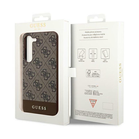 Pouzdro Guess 4G Bottom Stripe Metal Logo Collection - Samsung Galaxy S24+ (hnědé)