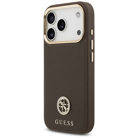Guess Grained Strass Logo MagSafe - Hülle iPhone 17 Pro (braun)