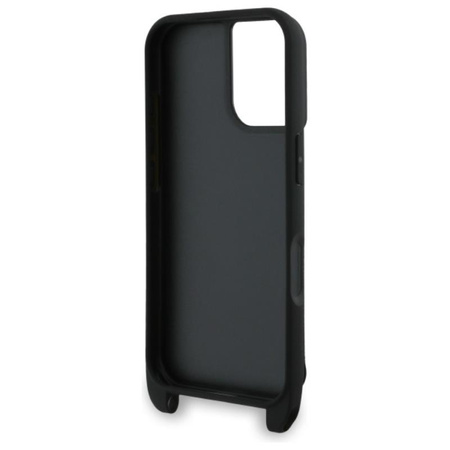 Karl Lagerfeld Saffiano Karl & Choupette Metall Pin CBDY Armband - iPhone 16 Tasche (schwarz)