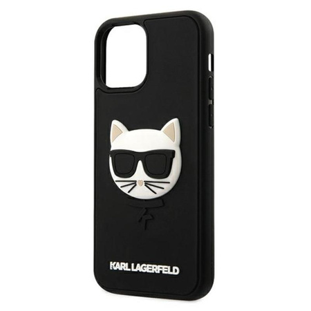 Karl Lagerfeld Choupette Head 3D Rubber - pouzdro pro iPhone 12 Pro Max (černé)