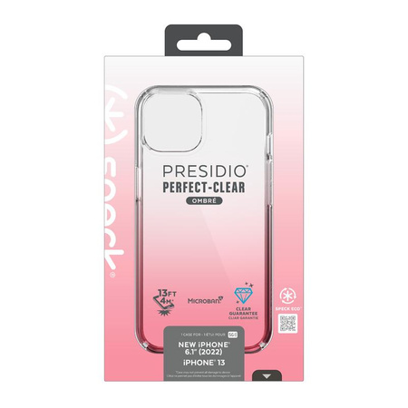 Speck Presidio Perfect-Clear + Ombre - iPhone 14 / iPhone 13 Case with MICROBAN Coating (Clear / Vintage Rose Fade)