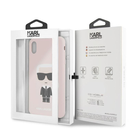 Karl Lagerfeld Silicone Iconic - Coque iPhone Xs Max (rose clair)