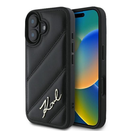 Karl Lagerfeld Quilted Signature - Étui pour iPhone 16 (noir)