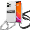 Guess 4G Croix à rayures argentées - Étui pour iPhone 13 Pro Max