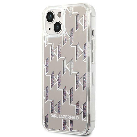 Karl Lagerfeld Monogram Liquid Glitter - Hülle für iPhone 14 (Silber)