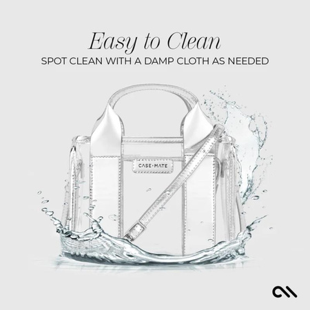 Case-Mate Micro Tote Bag - Waterproof Shoulder Bag (Silver Chrome/Clear)