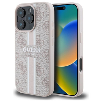 Guess 4G Printed Stripes MagSafe – Pouzdro pro iPhone 16 Pro Max (růžové)