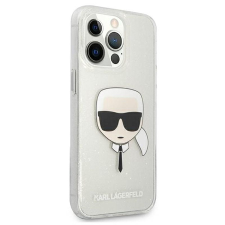 Karl Lagerfeld Karl's Head Glitter - Etui iPhone 13 Pro (srebrny)
