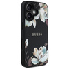 Guess Grained Flower Pattern MagSafe - étui pour iPhone 16 (noir)