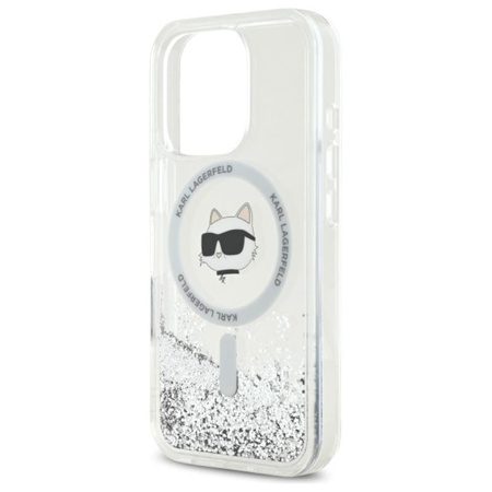 Karl Lagerfeld Liquid Glitter Choupette Head MagSafe - iPhone 16 Pro tok (átlátszó)