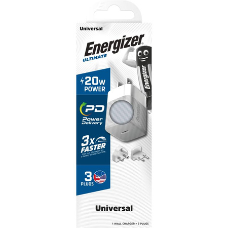 Energizer Ultimate - Multiplug EU / UK / US GaN 20W PD hálózati töltő (ezüst)