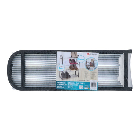 Alpina - Shoe Rack / Shelf / Stand 4-Tier 50x18.5x57 cm (Silver / Black)
