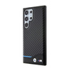 BMW Leder Carbon Blue Line - Tasche Samsung Galaxy S24 Ultra (schwarz)
