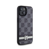 DKNY Leather Checkered Mono Pattern & Printed Stripes - iPhone 15 / 14 / 13 Case (black)